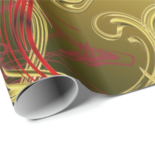 gouden, rode en zwarte glanzend kleurig cadeaupapier (Rol Hoek)