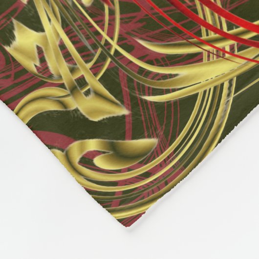 gouden, rode en zwarte glanzend kleurig fleece deken (Hoek)