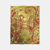 gouden, rode en zwarte glanzend kleurig fleece deken (Voorkant)