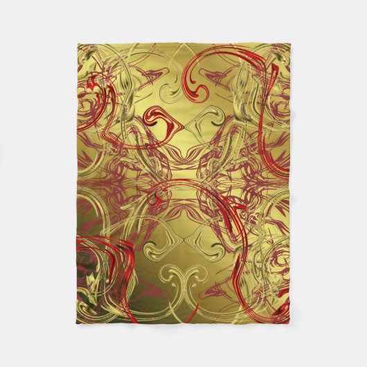 gouden, rode en zwarte glanzend kleurig fleece deken (Voorkant)