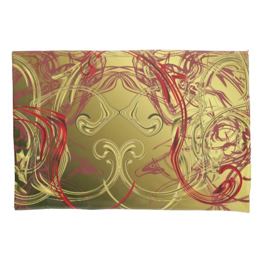 gouden, rode en zwarte glanzend kleurig kussensloop (Voorkant)