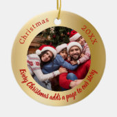 Gouden rode foto familie verhaal citaat Kerstmis Keramisch Ornament (Voorkant)