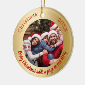 Gouden rode foto familie verhaal citaat Kerstmis Keramisch Ornament (Links)