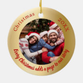 Gouden rode foto familie verhaal citaat Kerstmis Keramisch Ornament (Achterkant)