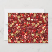 Gouden rode glinsterende harten save the date (Achterkant)