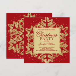 Gouden & Rode Glitter Elegant Kerstfeest Kaart