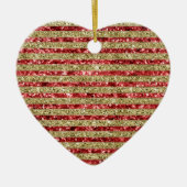 Gouden rode Glitter Glitz Stripes Keramisch Ornament (Voorkant)