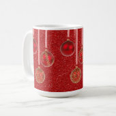Gouden Rode Glitter Kerstmis Ballen Mok (Voorkant links)