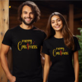 Gouden Rode Glitter Vrolijk Kerst Christelijk Krui T-shirt