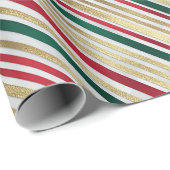 Gouden rode groene strepen Holiday Wrapping Paper Cadeaupapier (Rol Hoek)