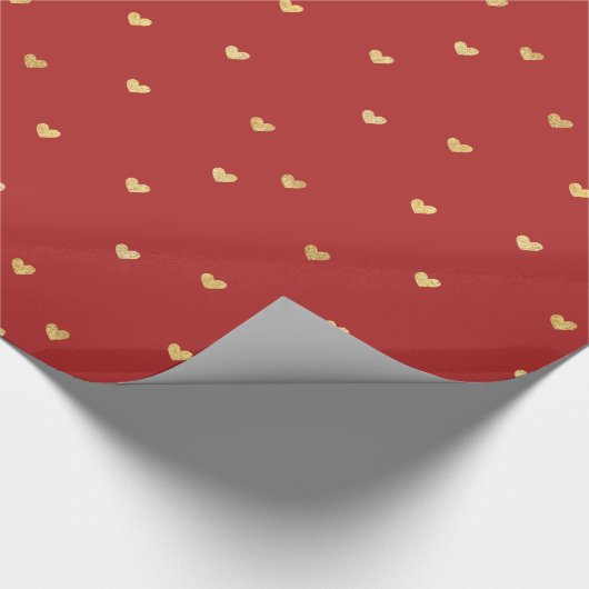 Gouden rode harten cadeaupapier (Hoek)