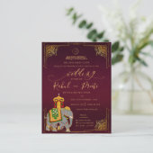 Gouden Rode Heer Ganesh Indiase bruiloft uitnodigi Briefkaart (Staand voorkant)