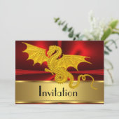Gouden Rode Jaar van de Draak Uitnodiging (Staand voorkant)