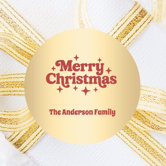 Gouden rode kerst favoriet ronde sticker
