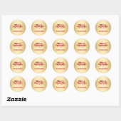Gouden rode kerst favoriet ronde sticker (Vel)