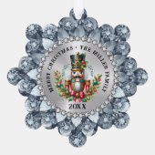 Gouden Rode Kerst Notenkraker, Glam Lijst Ornament Kaart (Achterkant)