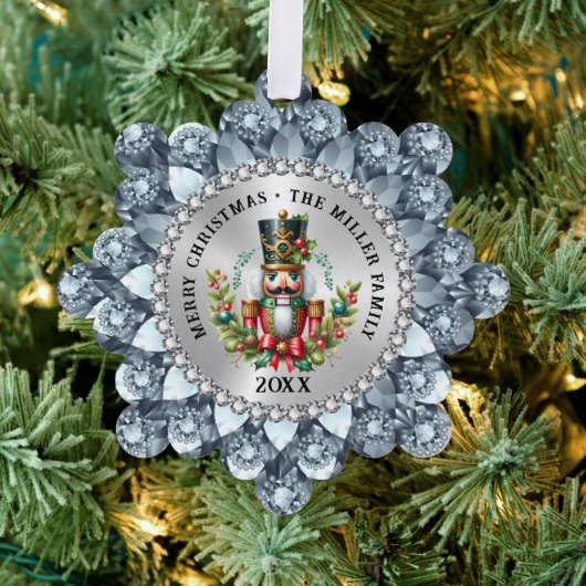 Gouden Rode Kerst Notenkraker, Glam Lijst Ornament Kaart (Insitu (Drie))