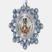 Gouden Rode Kerst Notenkraker, Glam Lijst Ornament Kaart (Links)