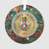 Gouden Rode Kerst Notenkraker, Glitter Lijst Ornament (achterkant)