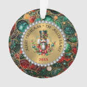 Gouden Rode Kerst Notenkraker, Glitter Lijst Ornament (voorkant)