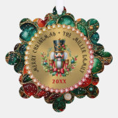 Gouden Rode Kerst Notenkraker, Glitter Lijst Ornament Kaart (Achterkant)