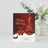 Gouden Rode Kerstbal Corporate Groet Feestdagenkaart (Staand voorkant)