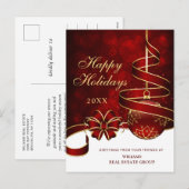 Gouden Rode Kerstbal Corporate Groet Feestdagenkaart (Voorkant / Achterkant)