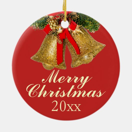 Gouden Rode Kerstballen 2017 Ornament (Achterkant)