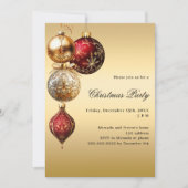Gouden rode kerstballen Kerstfeest Kaart (Voorkant)