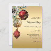 Gouden rode kerstballen zakelijk kerstfeest kaart (Voorkant)