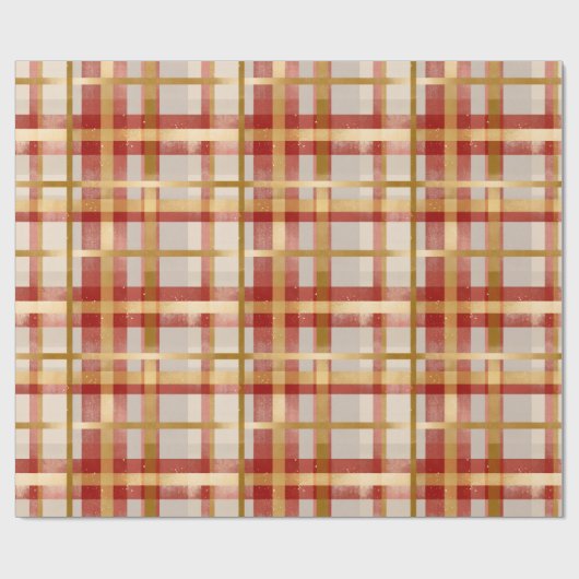 Gouden Rode Kerstplakken Cadeaupapier (Vlak)