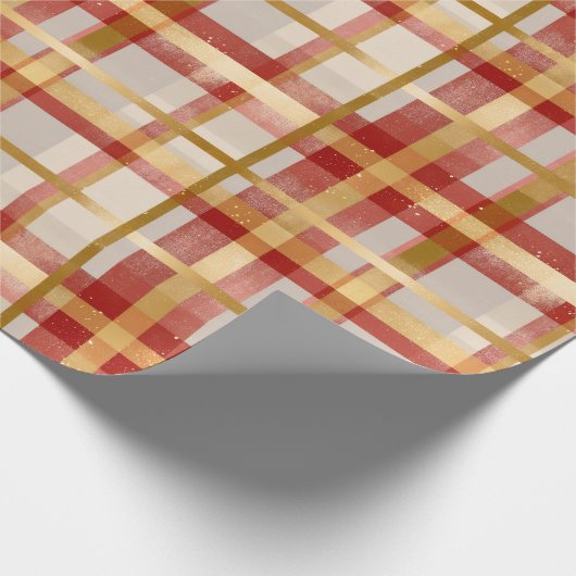 Gouden Rode Kerstplakken Cadeaupapier (Hoek)