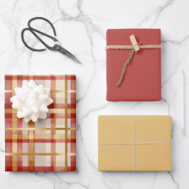 Gouden Rode Kerstplakken Inpakpapier Vel