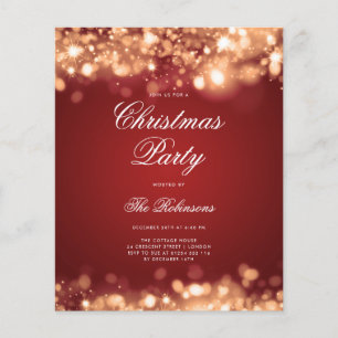 Gouden rode kerstverlichting uitnodigen programma  flyer