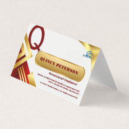 Gouden & Rode Lagen Monogram Eerste Oprichter Dire Visitekaartje