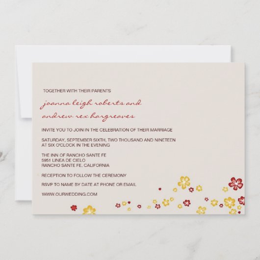 Gouden Rode Lantaarns Kersenboom XI Chinese bruilo Kaart (Achterkant)