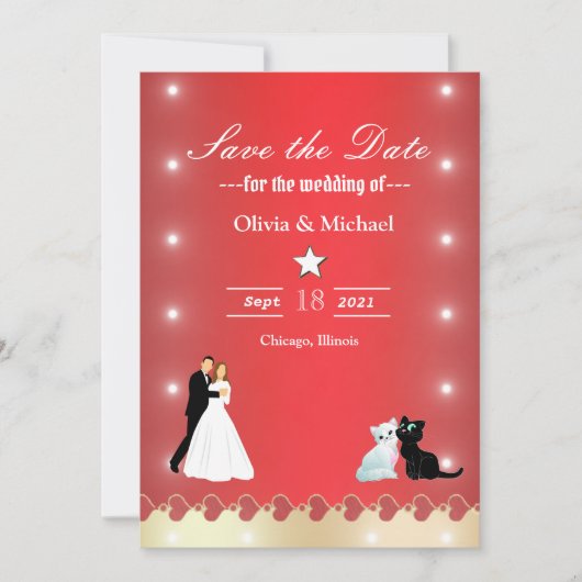 Gouden rode lichten save the date (Voorkant)