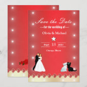 Gouden rode lichten save the date (Voorkant / Achterkant)