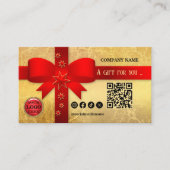 Gouden rode lint kerstcadeau Kaart Kortingskaartje (Voorkant)