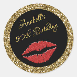 Gouden rode lippen 50e verjaardag Stickers