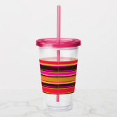Gouden, Rode & Magenta Gestreepte Acryl Tumbler Acryl Drinkbeker (Rechts)