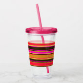 Gouden, Rode & Magenta Gestreepte Acryl Tumbler Acryl Drinkbeker (Links)
