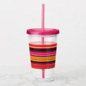 Gouden, Rode & Magenta Gestreepte Acryl Tumbler Acryl Drinkbeker (Voorkant)