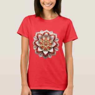 Gouden rode mandala – Elegante bloemsymmetrie T-shirt