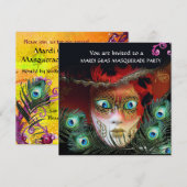 GOUDEN RODE MASKER,PAUwenVEREN MASKERAFE PARTY, Kaart (Voorkant / Achterkant)