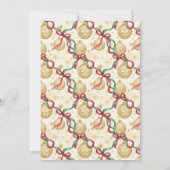 Gouden Rode Ornamenten Bogen Vakantie Kerstfeest Kaart (Achterkant)