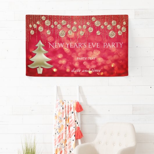 Gouden rode oudejaarsfeest oogverblindende luxe spandoek (Insitu)