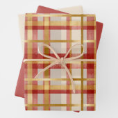 Gouden Rode Plaid Kerstmis Inpakpapier Vel (In situ)
