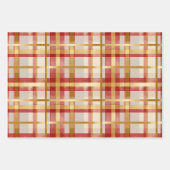 Gouden Rode Plaid Kerstmis Inpakpapier Vel (Voorkant)