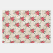 Gouden, rode Poinsettia vakantie Inpakpapier Vel (Voorkant)